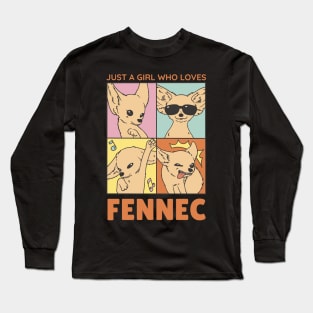 Just A Girl Who Loves Fennec Fox Vintage Retro Long Sleeve T-Shirt